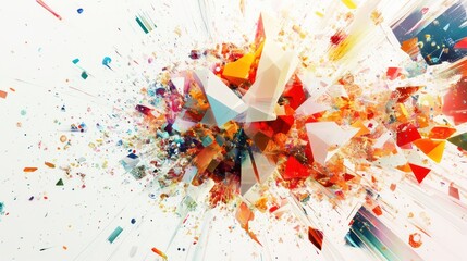 Poster - dimension featuring colorful geometric shapes and fractals emerging from a central point,