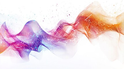 Poster - AI, featuring interconnected geometric shapes and vibrant energy waves that symbolize advanced computational processes,