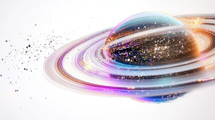 Poster - Close-up of Saturn with stunningly beautiful patterns and colors on a clean white background.