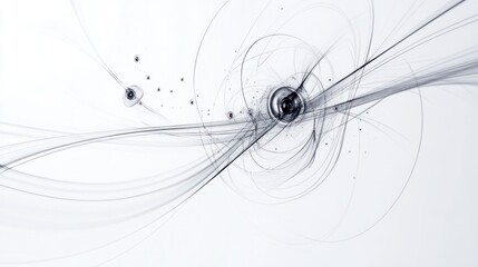 Poster - geometry with swirling patterns and interconnected shapes, symbolizing the dynamic nature of quantum physics