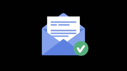 Poster - Successful email delivery with blue envelope and white letter.