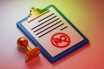 Poster - Rejected application form with a red 'No' stamp signifying disapproval.