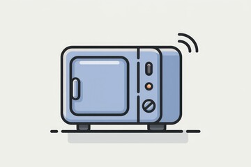 Poster - A simple illustration of a microwave oven with a minimalist design.