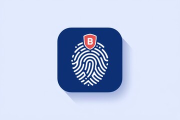 Poster - App icon depicting a fingerprint protected by a shield  symbolizing secure biometric authentication.