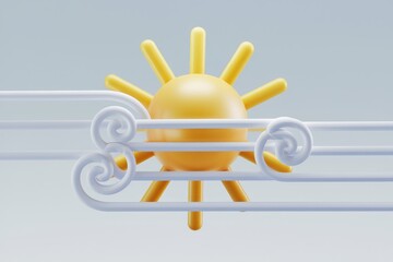 Aufkleber - A stylized sun partially obscured by swirling clouds  suggesting a breezy  sunny day.
