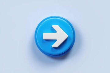 Poster - 3D blue button with white arrow for next continue.