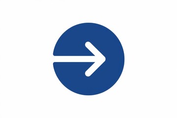 Fototapete - Blue circle with white arrow symbolizes forward movement.