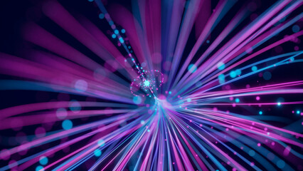Poster - Big data artificial intelligence machine learning neural network flow complex information science innovation technology data analysis visualization cyberspace future. 3d rendering.