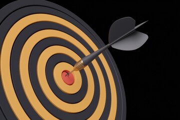 Poster - Success achieved by hitting bullseye on dartboard.