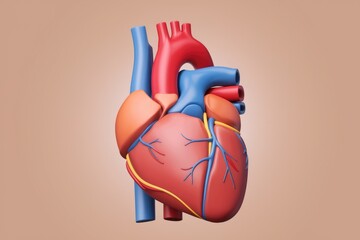 Aufkleber - 3D model of a human heart showing chambers  valves  and major blood vessels.