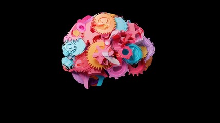 Poster - Colorful Abstract Brain Composed of Gears Representing Creativity and Innovation in a Vibrant Design