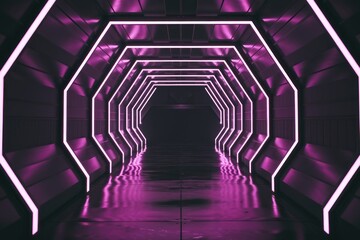 Poster - Futuristic purple neon lit corridor with mesmerizing atmosphere.