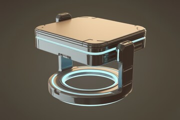 Leinwandbilder - Futuristic metallic platform with glowing blue accents  sleek and modern design.