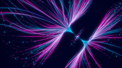Poster - Big data artificial intelligence machine learning neural network flow complex information science innovation technology data analysis visualization cyberspace future. 3d rendering.