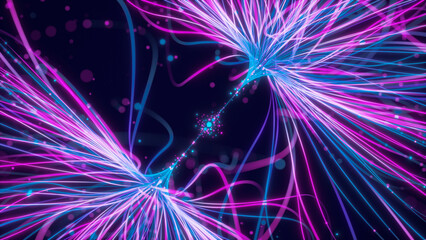 Poster - Big data artificial intelligence machine learning neural network flow complex information science innovation technology data analysis visualization cyberspace future. 3d rendering.