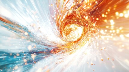 Fototapete - a quantum tornado with energy waves and particles bending space-time in the center