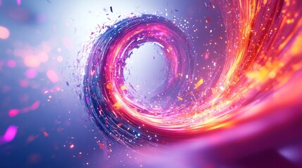 Fototapete - a quantum tornado with energy waves and particles bending space-time in the center