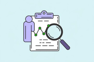 Poster - Analyzing data and performance metrics with a magnifying glass for insights.