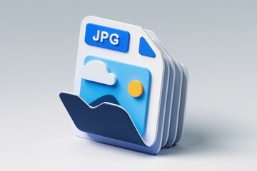 Leinwandbilder - 3D illustration of stacked JPG image files with a landscape preview.