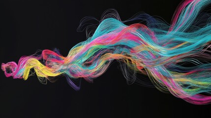 Poster - Abstract Representation of Creative Flow of Ideas in Vibrant Colors Against a Dark Background
