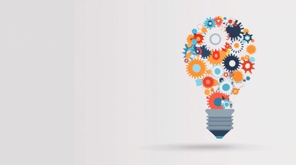 Poster - Colorful Lightbulb Design with Interconnected Gears Representing Innovation and Creativity