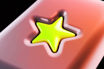 Poster - A vibrant yellow star nestled within a pink  three dimensional  wave like surface.