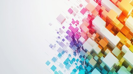 Fototapete - Abstract Creative Business Concept with Colorful Cubes on a Light Background