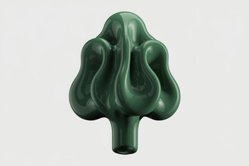 Poster - Abstract green sculpture resembling a stylized tree or organic form with smooth  flowing curves.