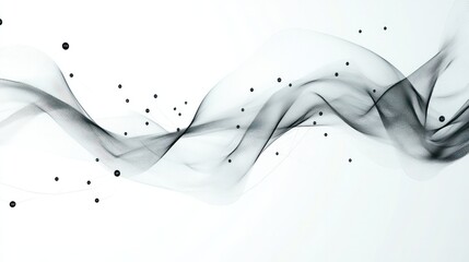 Poster - nodes and lines arranged in a fluid, wave-like pattern, conveying motion and innovation on a minimalist