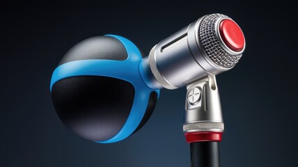 Poster - A stylish microphone with a unique blue and black shock mount.
