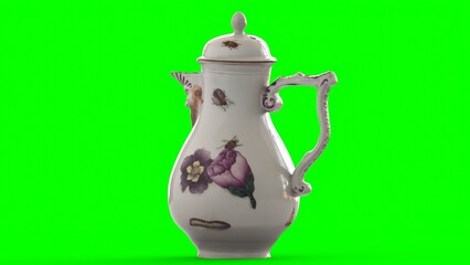 Wall Mural - coffee pot with green background