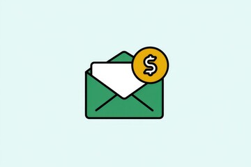 Aufkleber - Email with a dollar sign indicates financial transaction  payment  or invoice.
