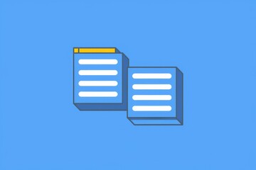 Leinwandbilder - Two blue blocks with white lines  suggesting data storage or files.