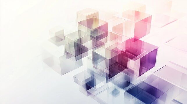 building blocks interconnected with translucent geometric shapes,