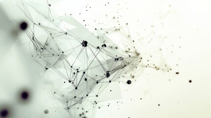 Poster - particles forming a complex architectural structure with interconnected geometric shapes