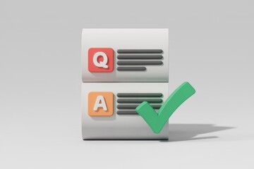 Aufkleber - 3D rendering of a Q&A form with a checkmark  indicating a completed or correct answer.