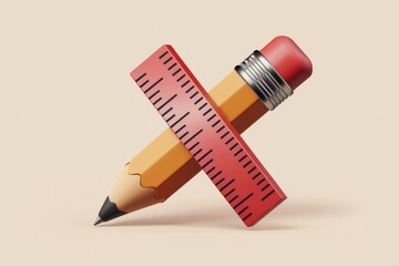 Poster - A pencil and ruler intersect  symbolizing precision and creativity in design and drawing.