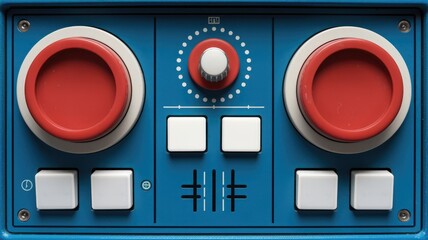 Leinwandbilder - A retro styled music production controller with knobs  buttons  and a central dial.