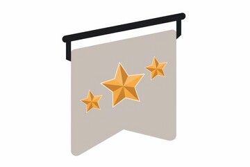 Aufkleber - A gray banner hangs with three gold stars  signifying high rating or achievement.