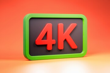 Aufkleber - A green and red 4K label on an orange background. High resolution display.