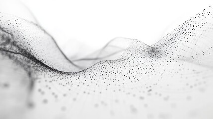 Poster - an intricate network of glowing lines and particles representing quantum data transfer in a sleek,