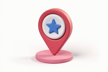 Poster - A 3D rendered location pin with a blue star  signifying a favorite or highlighted place.