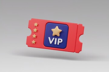 Aufkleber - A 3D rendering of a VIP ticket with stars  signifying exclusive access and premium experience.
