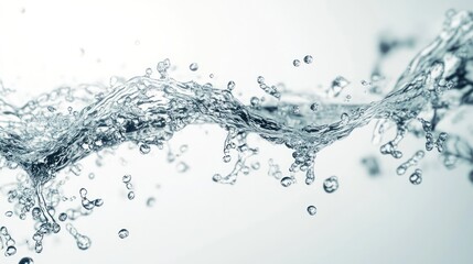 Poster - Futuristic depiction of water molecules interacting with energy waves, creating a visual fusion