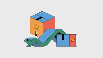 Poster - Illustration of growing packages symbolizing e commerce and shipping.