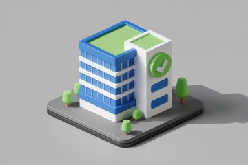 Aufkleber - Approval of modern office building with green roof in 3D.