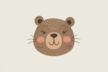 Poster - Adorable cartoon bear face with cute expression  perfect for kids' designs.