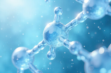 Wall Mural - The molecular structure of a cosmetic product. Chemical formula under the microscope