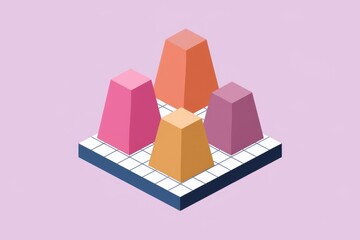 Aufkleber - Colorful isometric pyramids on grid for data visualization or design.