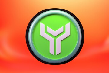 Aufkleber - Green circle with white Y on orange background.